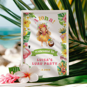 Póster Bienvenida a la fiesta de cumpleaños Luau de Aloha