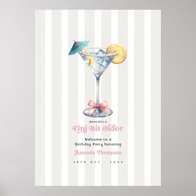 Póster Bienvenida a la Fiesta de Cumpleaños Martini Cherr (Frente)
