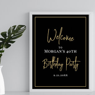Póster Bienvenida a la Fiesta de Cumpleaños Moderna de Or