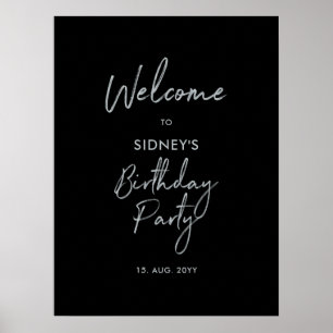 Póster Bienvenida a la fiesta de cumpleaños moderna en pl