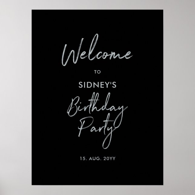 Póster Bienvenida a la fiesta de cumpleaños moderna en pl (Frente)