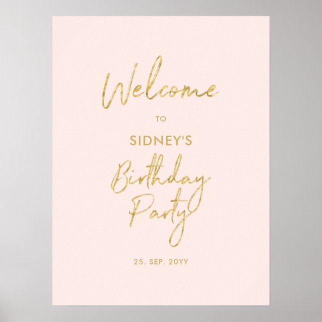Póster Bienvenida a la fiesta de cumpleaños moderna en ro (Frente)
