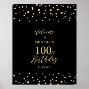 Póster Bienvenida a la fiesta de cumpleaños número 100 co