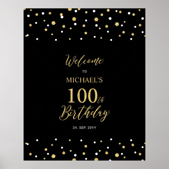 Póster Bienvenida a la fiesta de cumpleaños número 100 co (Frente)