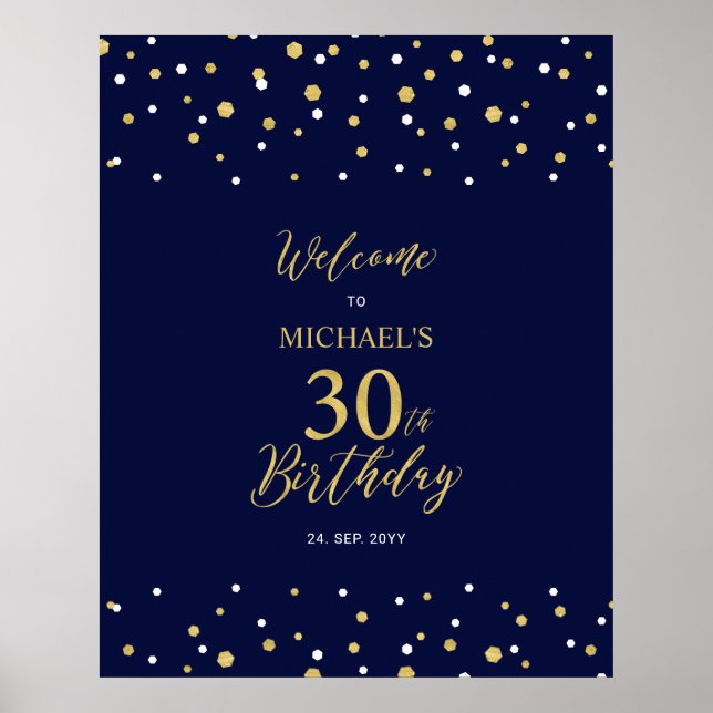 Póster Bienvenida a la fiesta de cumpleaños número 30 con (Frente)