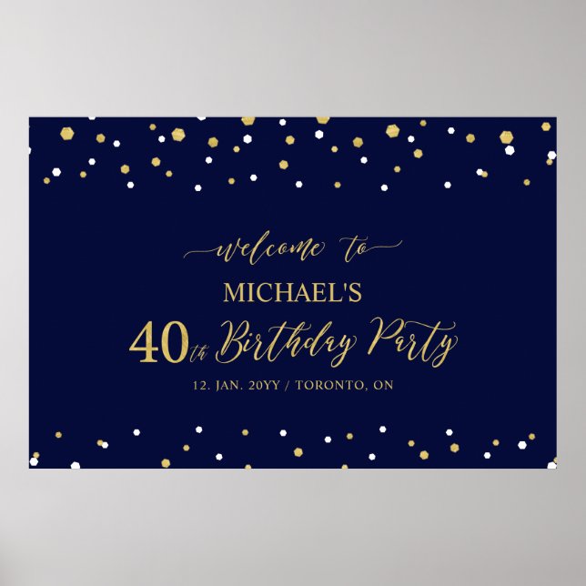 Póster Bienvenida a la fiesta de cumpleaños número 40 con (Frente)