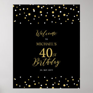 Póster Bienvenida a la fiesta de cumpleaños número 40 con