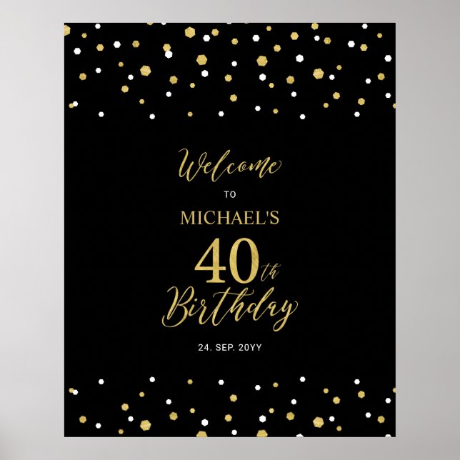 Póster Bienvenida a la fiesta de cumpleaños número 40 con (Frente)