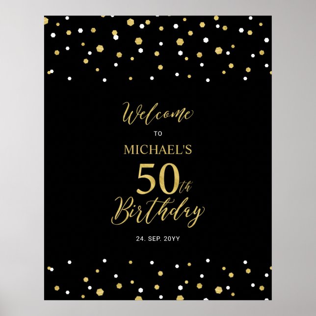 Póster Bienvenida a la fiesta de cumpleaños número 50 con (Frente)
