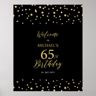 Póster Bienvenida a la fiesta de cumpleaños número 65 con