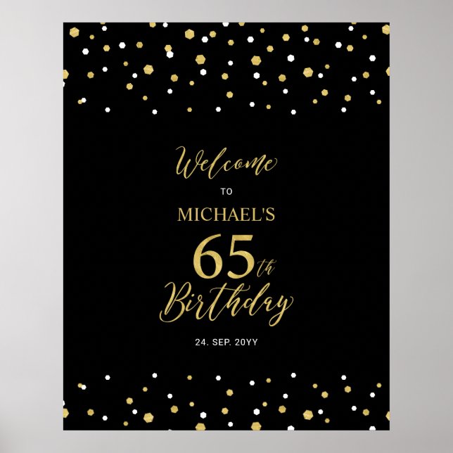 Póster Bienvenida a la fiesta de cumpleaños número 65 con (Frente)