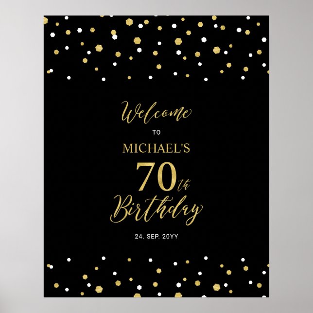 Póster Bienvenida a la fiesta de cumpleaños número 70 con (Frente)