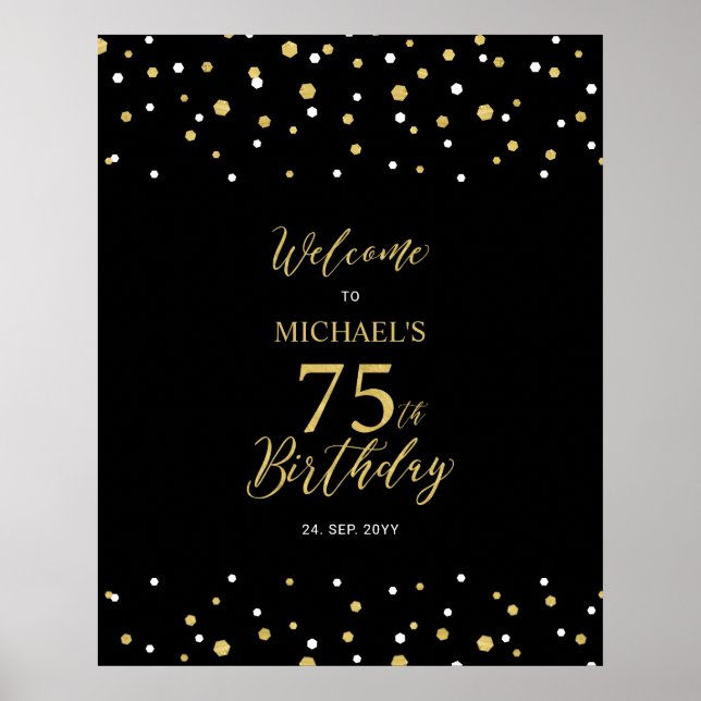 Póster Bienvenida a la fiesta de cumpleaños número 75 con (Frente)
