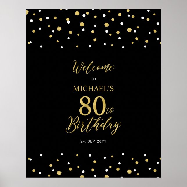 Póster Bienvenida a la fiesta de cumpleaños número 80 con (Frente)