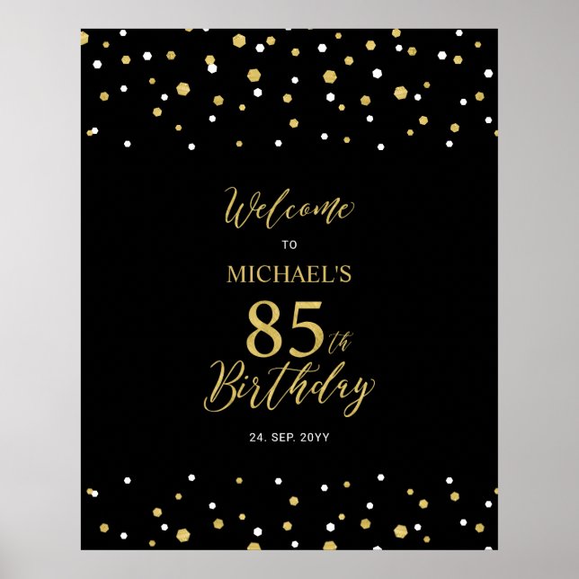 Póster Bienvenida a la fiesta de cumpleaños número 85 con (Frente)