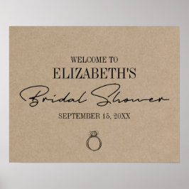 Póster Bienvenida a la fiesta de desposorios con guión mo