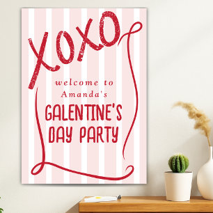 Póster Bienvenida a la Fiesta de Galentine’s Day Dibujada