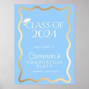 Póster Bienvenida a la fiesta de graduación azul cielo do