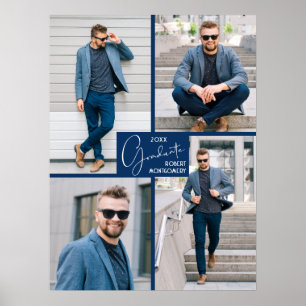 Póster Bienvenida a la fiesta de graduación con 5 fotos e