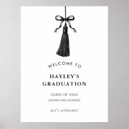 Póster Bienvenida a la fiesta de graduación con borla neg