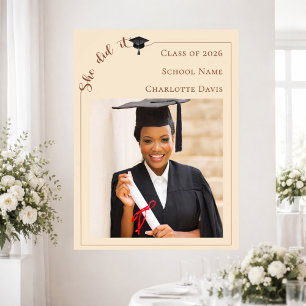 Póster Bienvenida a la fiesta de graduación con foto neut