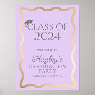 Póster Bienvenida a la fiesta de graduación con luz de on