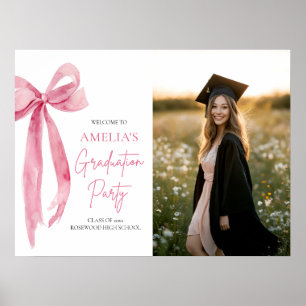 Póster Bienvenida a la fiesta de graduación Coquette con 