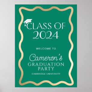 Póster Bienvenida a la fiesta de graduación de esmeralda