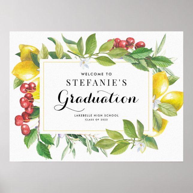 Póster Bienvenida a la fiesta de graduación de Lemons and (Frente)