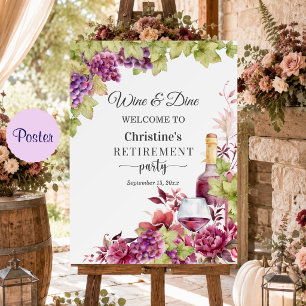 Póster Bienvenida a la fiesta de jubilación Chic Wine and