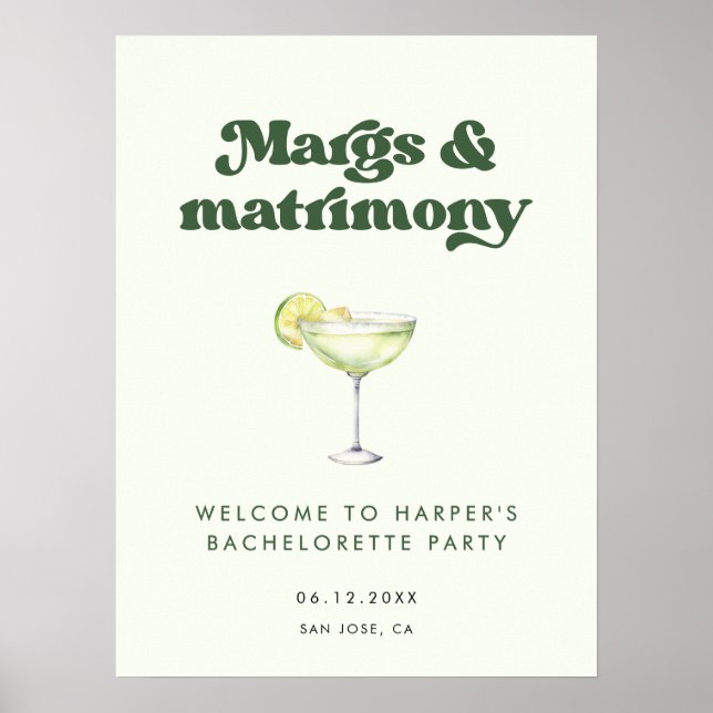Póster Bienvenida a la fiesta de la Bachelorette Margs an (Frente)