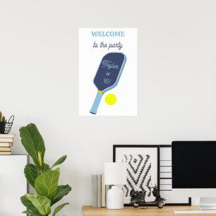 Póster Bienvenida a la fiesta de paleta de pickleball y p