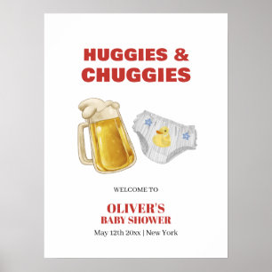 Póster Bienvenida a la Fiesta de Pañales de Cerveza Huggi