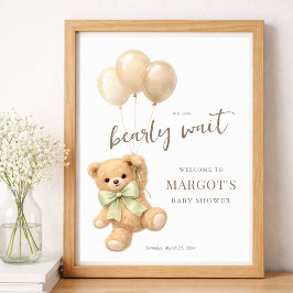 Póster Bienvenida a la Fiesta de Revelación de Bebé "Bear