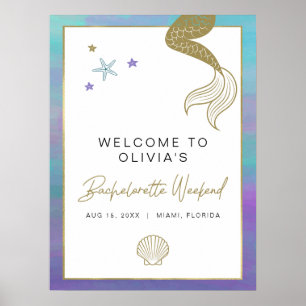 Póster Bienvenida a la fiesta de soltera tropical sirena