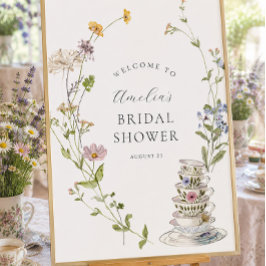 Póster Bienvenida a la fiesta de té de boda de la novia