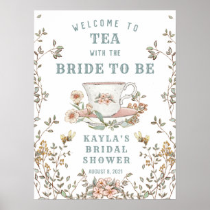 Póster Bienvenida a la Fiesta del Té de Flores Silvestres