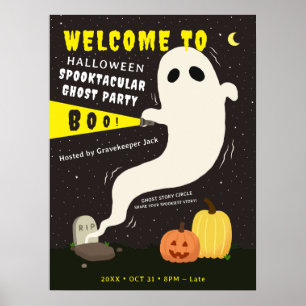 Póster Bienvenida a la Fiesta Fantasmal de Halloween