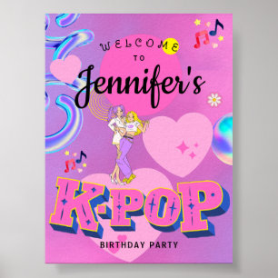 Póster Bienvenida a la fiesta temática de K-Pop Music Sta