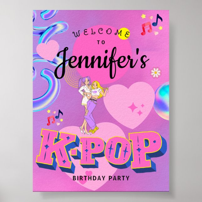 Póster Bienvenida a la fiesta temática de K-Pop Music Sta (Frente)