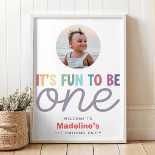 Póster Bienvenida a la foto del 1er cumpleaños de niñas c