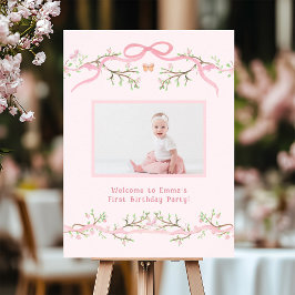 Póster Bienvenida a la foto del primer cumpleaños de Pink