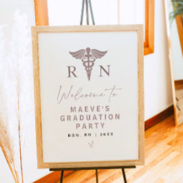 Póster Bienvenida a la graduación de enfermería en rosa o