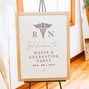 Póster Bienvenida a la graduación de enfermería en rosa o