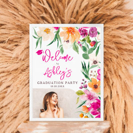 Póster Bienvenida a la graduación de la foto de flores si