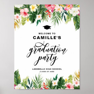 Póster Bienvenida a la graduación de las flores tropicale