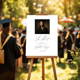 Póster Bienvenida a la graduación minimalista en blanco y