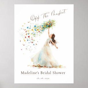 Póster Bienvenida a la hermosa acuarela Floral Bridal Sho