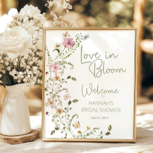 Póster Bienvenida a la lluvia de amor de flores silvestre