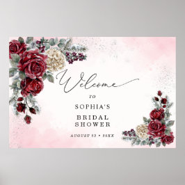 Póster Bienvenida a la lluvia de boda de invierno de Rosa
